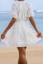 White Lace Detail Mini Dress