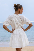 White Lace Detail Mini Dress