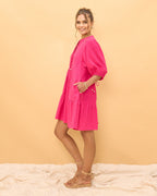 Pink Button Down Mini Dress