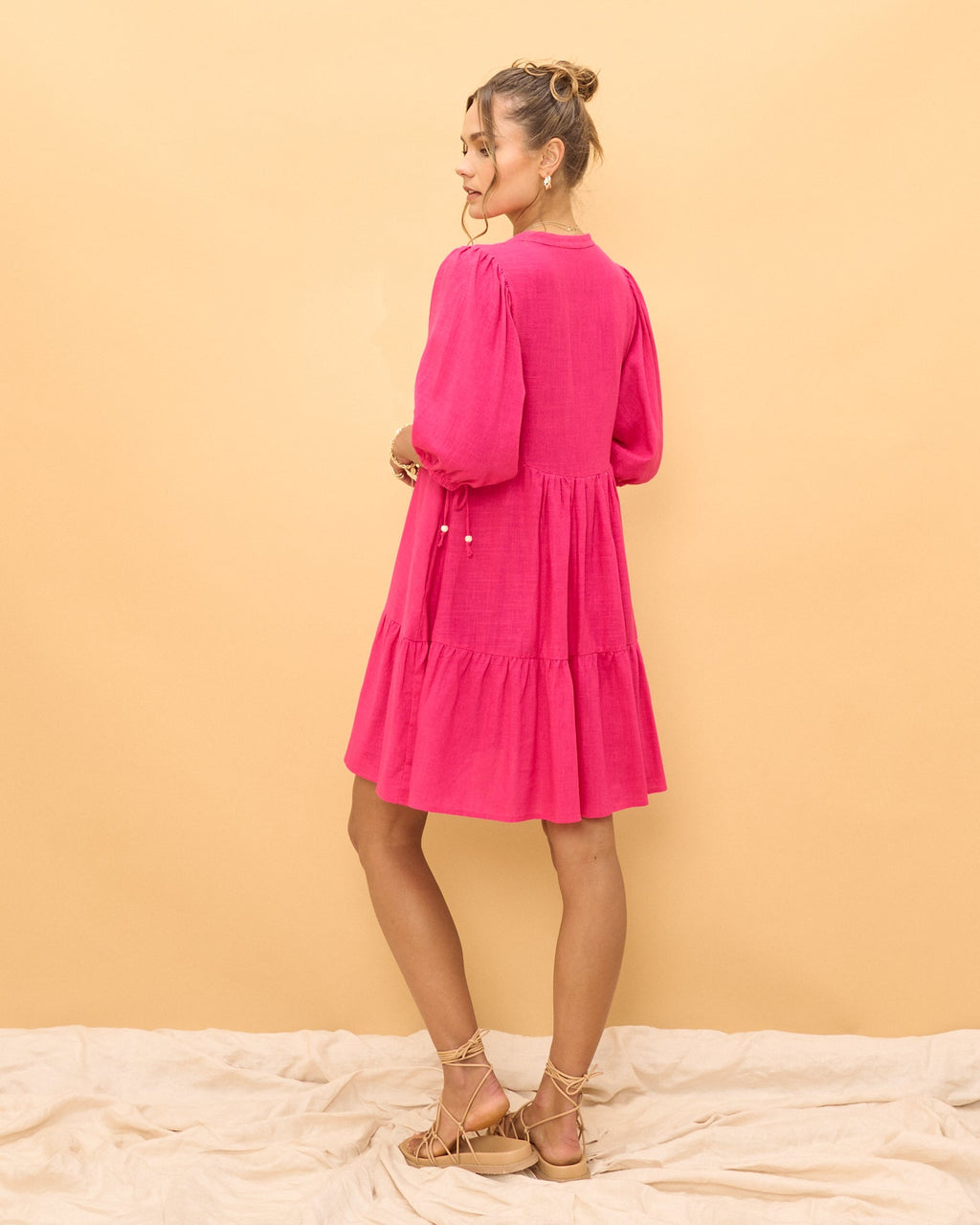 Pink Button Down Mini Dress