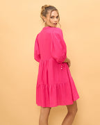Pink Button Down Mini Dress