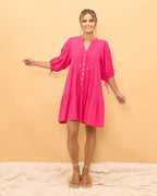 Pink Button Down Mini Dress