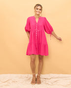 Pink Button Down Mini Dress
