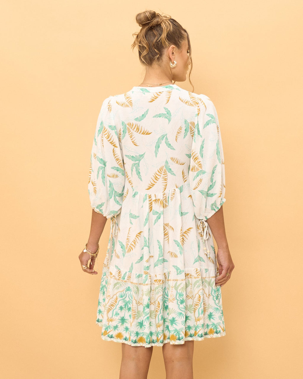 Wisteria Blue Floral Boho Button Down Mini Dress