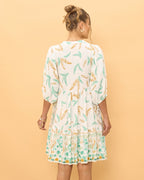 Wisteria Blue Floral Boho Button Down Mini Dress
