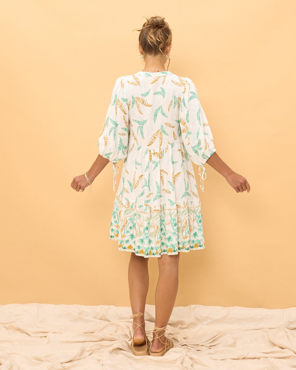 Wisteria Blue Floral Boho Button Down Mini Dress