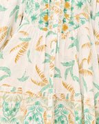 Wisteria Blue Floral Boho Button Down Mini Dress