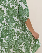 Green Floral Button Down Mini Dress