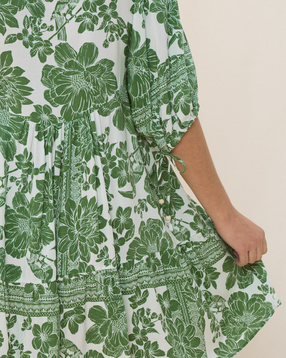 Green Floral Button Down Mini Dress
