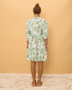 Green Tropical Floral Button Down Mini Dress