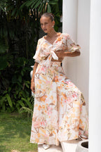 Orange Floral Puff Sleeve Top
