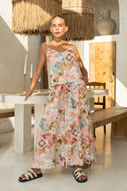 Multicolour Tropical Wide Leg Cropped Pants
