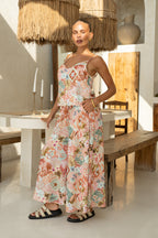 Multicolour Tropical Wide Leg Cropped Pants