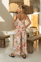 Multicolour Tropical Wide Leg Cropped Pants