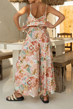 Multicolour Tropical Wide Leg Cropped Pants