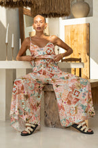 Multicolour Tropical Wide Leg Cropped Pants