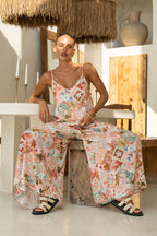 Multicolour Tropical Wide Leg Cropped Pants