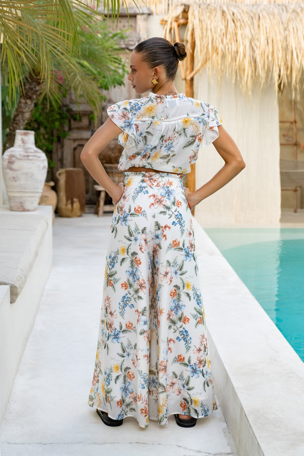 Multicolour Floral Wide Leg Pants
