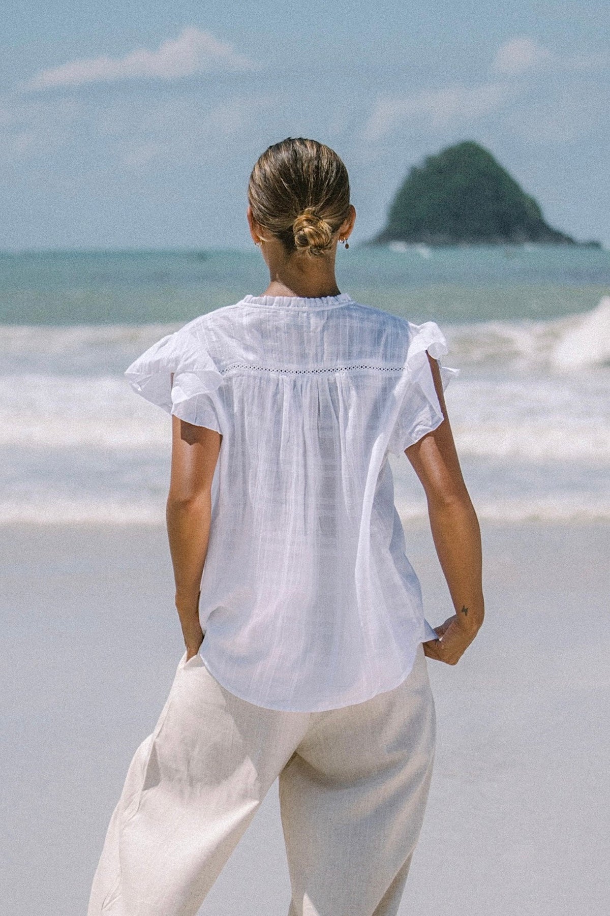 White Ruffle Top