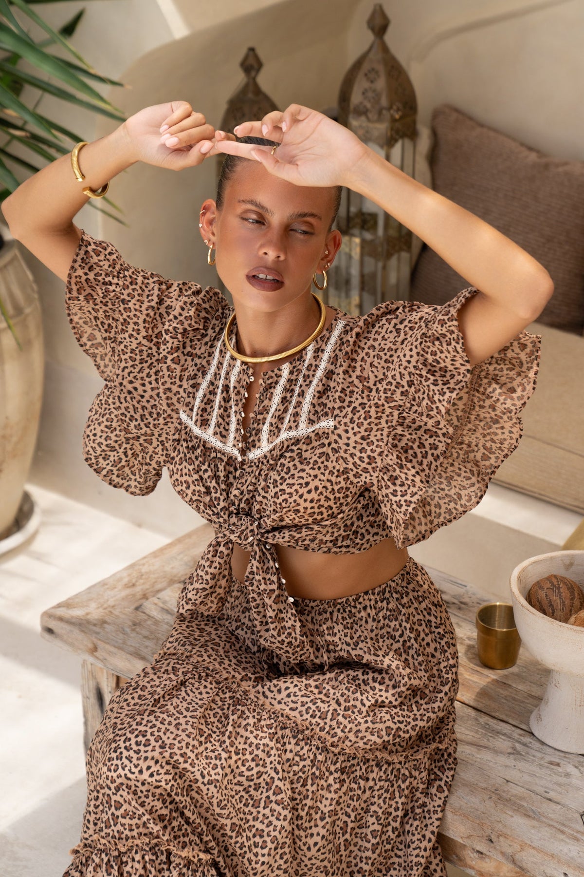 Brown Leopard Blouse