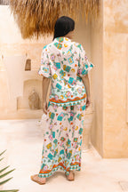 Blue Abstract Wide Leg Pants