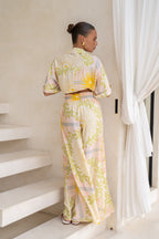 Yellow Pink Abstract Wide Leg Pants