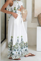 Green Tropical Wide Leg Pants