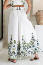 Green Tropical Wide Leg Pants