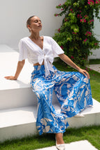 White Broderie Tie Front Crop Top