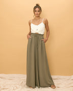 Khaki Green Wide Leg Pants