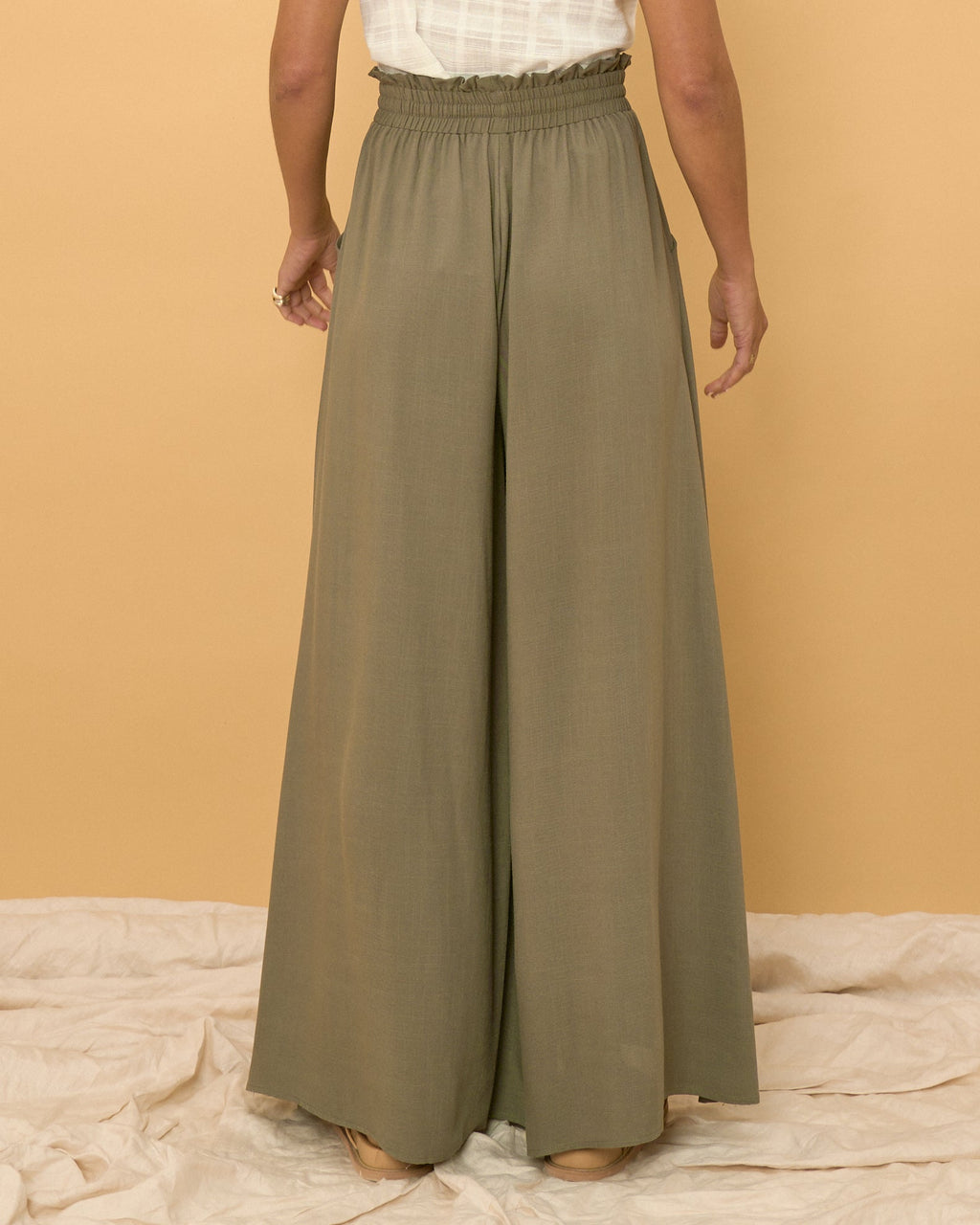 Khaki Green Wide Leg Pants