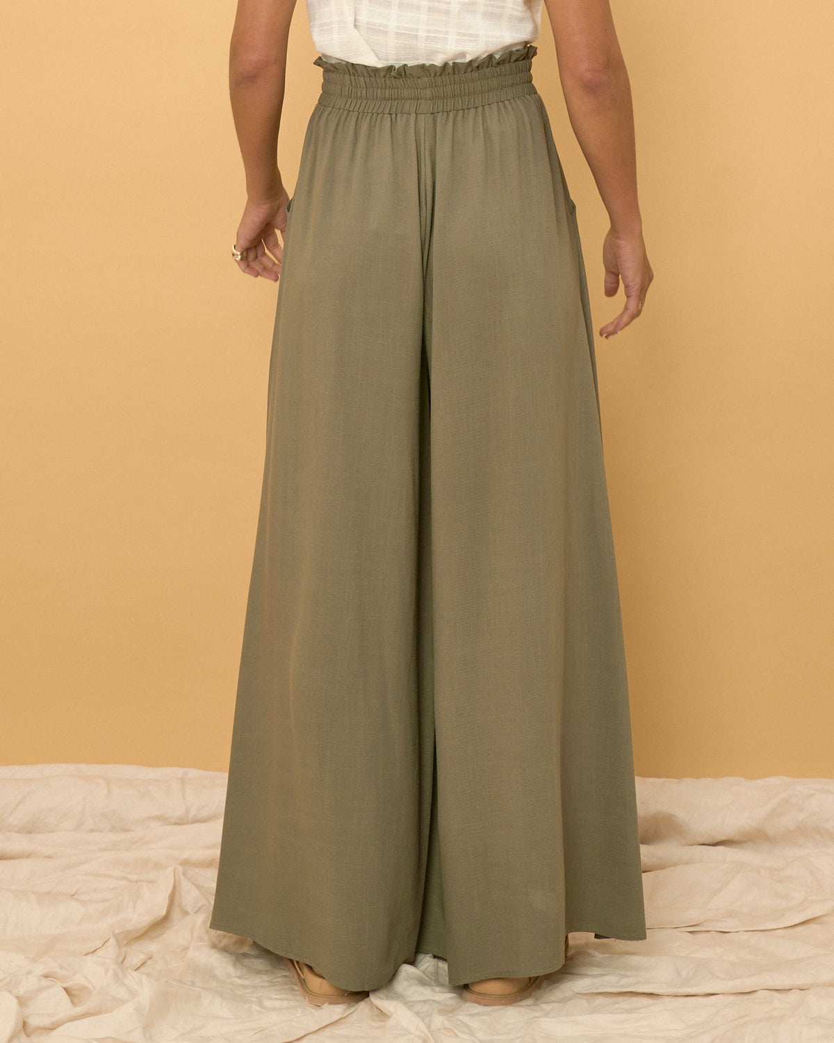 Khaki Green Wide Leg Pants