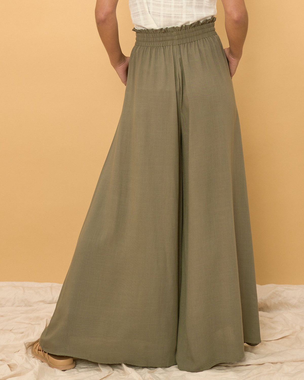 Khaki Green Wide Leg Pants