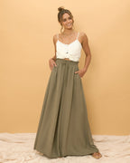 Khaki Green Wide Leg Pants