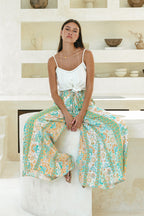 Green Boho Wide Leg Pants