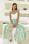 Green Boho Wide Leg Pants
