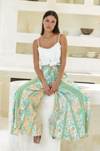 Green Boho Wide Leg Pants