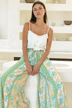 Green Boho Wide Leg Pants