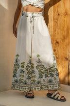 Green Tropical Wide Leg Pants
