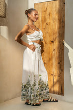 Green Tropical Wide Leg Pants