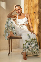 Green Tropical Wide Leg Pants