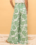 Green Floral Wide Leg Pants