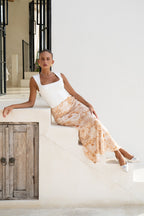 White Square Neck Top
