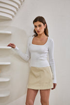 White Long Sleeve Knit Top