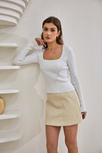 White Long Sleeve Knit Top