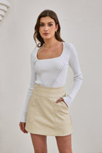 White Long Sleeve Knit Top