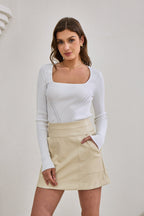White Long Sleeve Knit Top