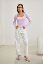 Lilac Purple Long Sleeve Knit Top