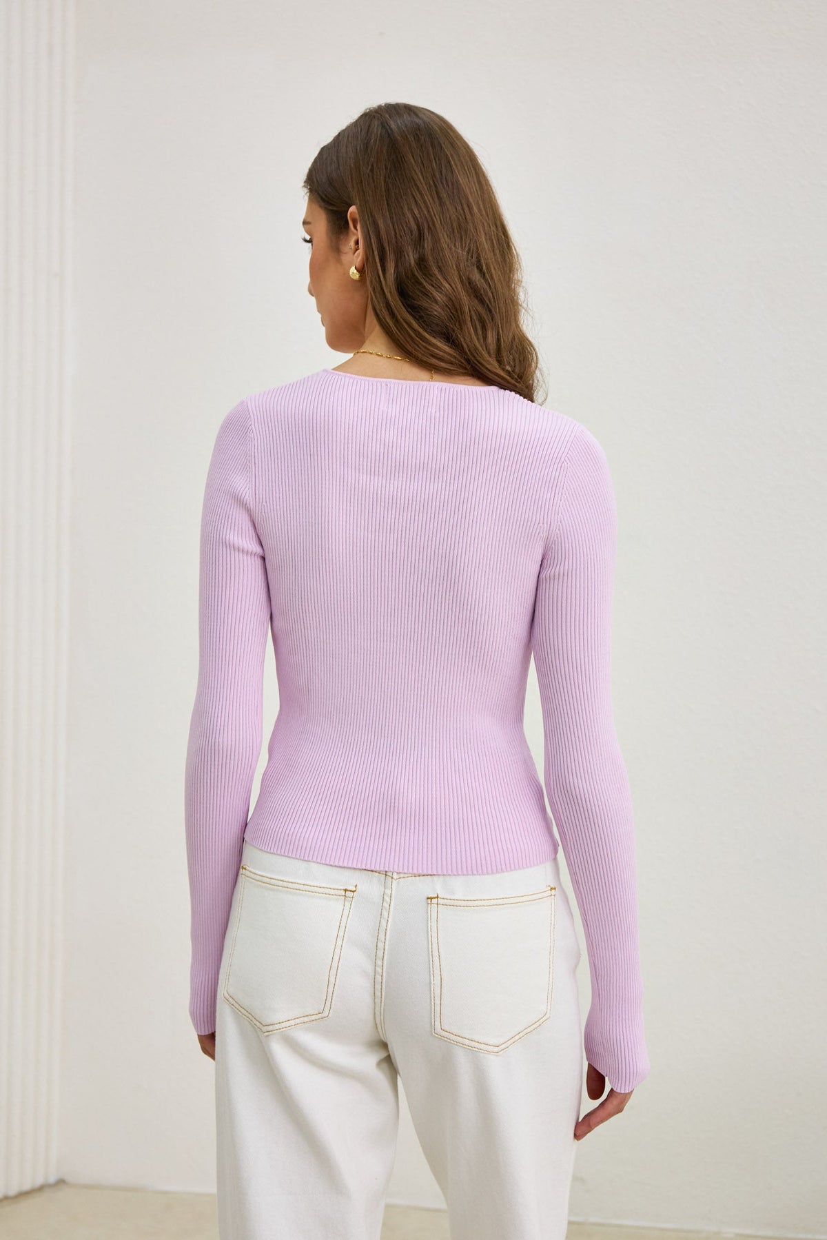 Lilac Purple Long Sleeve Knit Top