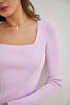 Lilac Purple Long Sleeve Knit Top
